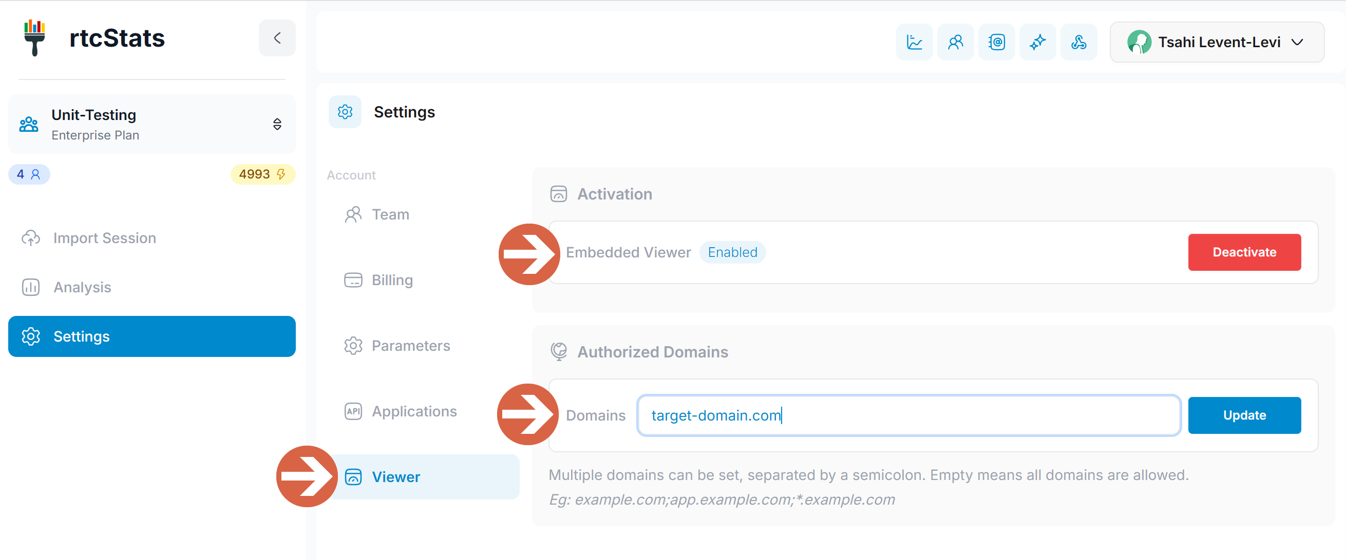 Setting up embeddable viewer in rtcStats